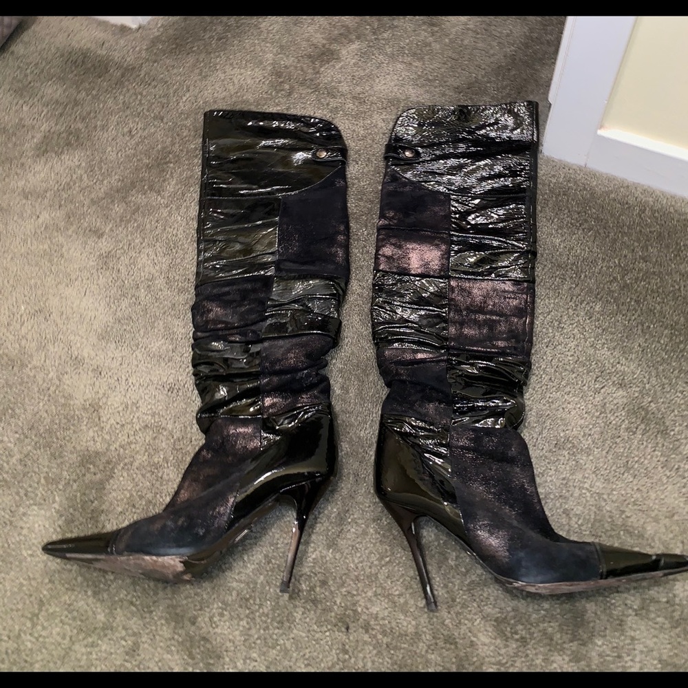 ALDO Black pointed toe OTK boots - Picture 7 of 8